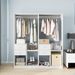 Wooden Closet System With 4 Drawers Storage Cabinet 2 Hanging Rails And Shelves Clothes Built-in Garment Rack Walk-in Closet Organizer For Bedroom White 63"W X 15.7"D X 70.8"H -- 2 Packages_voghion.com