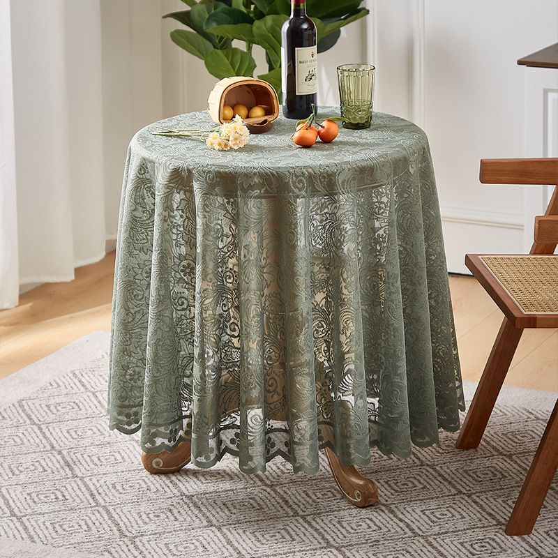 Elegant Floral Square Tablecloth – Vintage-Inspired Lace Table Cover With Scalloped Edge (Polyester, Non-Slip, Heat-Resistant)​_voghion.com