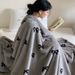 Polka Dot Milk Velvet Office Nap Blanket Thickened Winter Coral Velvet Small Blanket_voghion.com