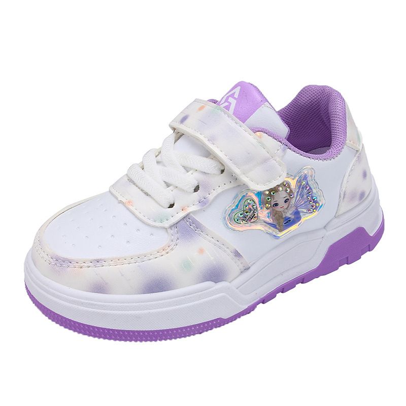 2024 Lente en herfst Nieuwe meisjes Sport Casual Running Antislip Zachte zool Basisschool Board Schoenen, Witte schoenen_voghion.com