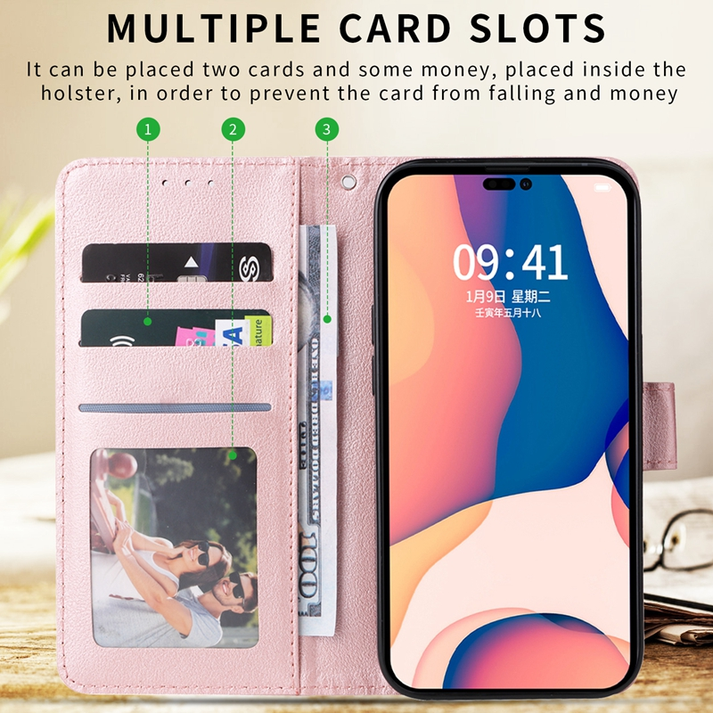 For iPhone 14 Pro Max 13 Pro Max 12 Pro Max 11 Pro Max SE 2022 X XR XS Max 8 7 6 6S Plus 5 5S Wallet Solid Magnetic Flip Case_voghion.com