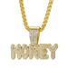 Collier style hip-hop avec pendentif en alliage et lettres MONEY, entièrement en diamant, accessoire de mode tendance pour homme_voghion.com