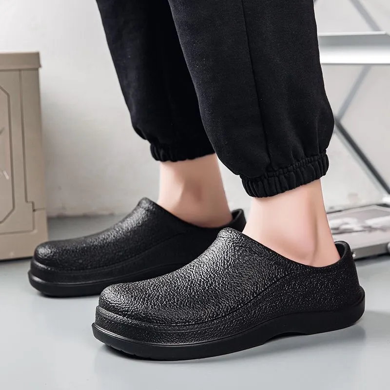 Chaussures de restaurant de service alimentaire pour hommes, chef antidérapant résistant à l'huile pour chaussures de travail de cuisine_voghion.com
