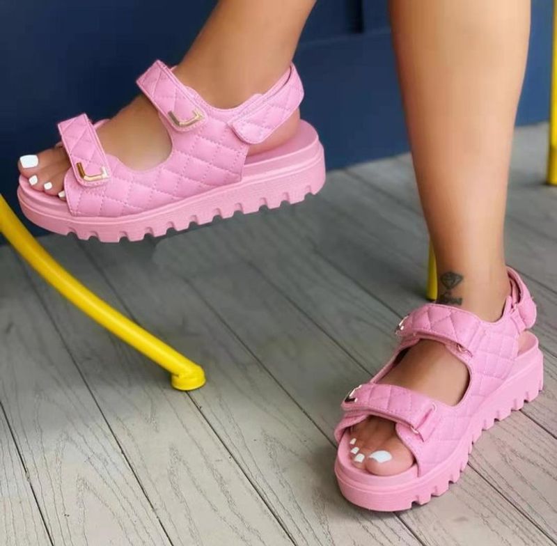 Foreign trade large size thick-soled sandals for women 2024 summer new European and American casual cross-border Velcro women's sandals_voghion.com