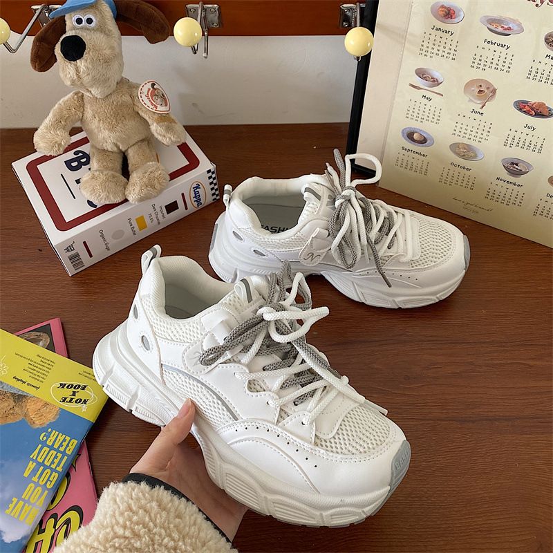 Jinmi 2023 Vroege Lente Nieuwe Zwarte Retro Daddy Schoenen Vrouwen Dikke Bodem Verhoogde Student All-Match Sportschoenen vrouwen_voghion.com