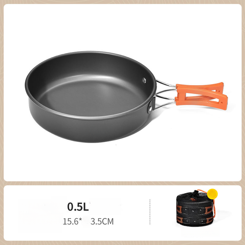 Primitive Water Boiling Kettle Portable Frying Pan Outdoor Camping Tableware Set Pot Supplies Cookware_voghion.com