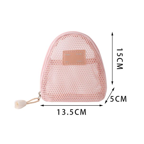 Borsa per il trucco portatile cilindrica rosa - Organizer da viaggio per cosmetici per rossetto e pennelli (rete di poliestere, compatta e multiuso)_voghion.com