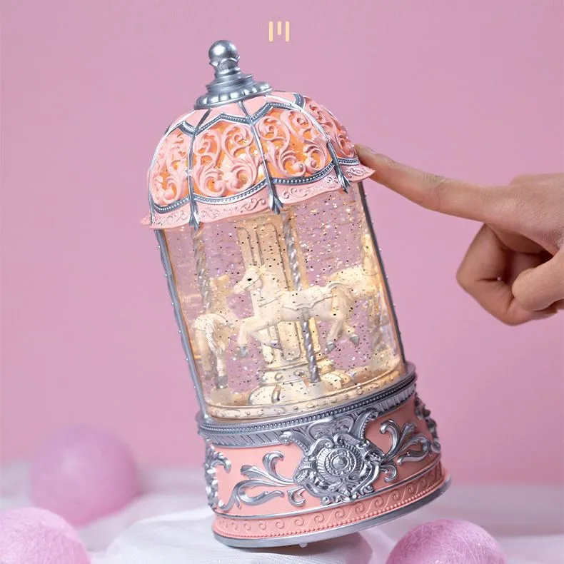 Carousel Creative Girls Crystal Ball Music Box Night Light Music Box Decoration Children Girl Birthday Gift_voghion.com