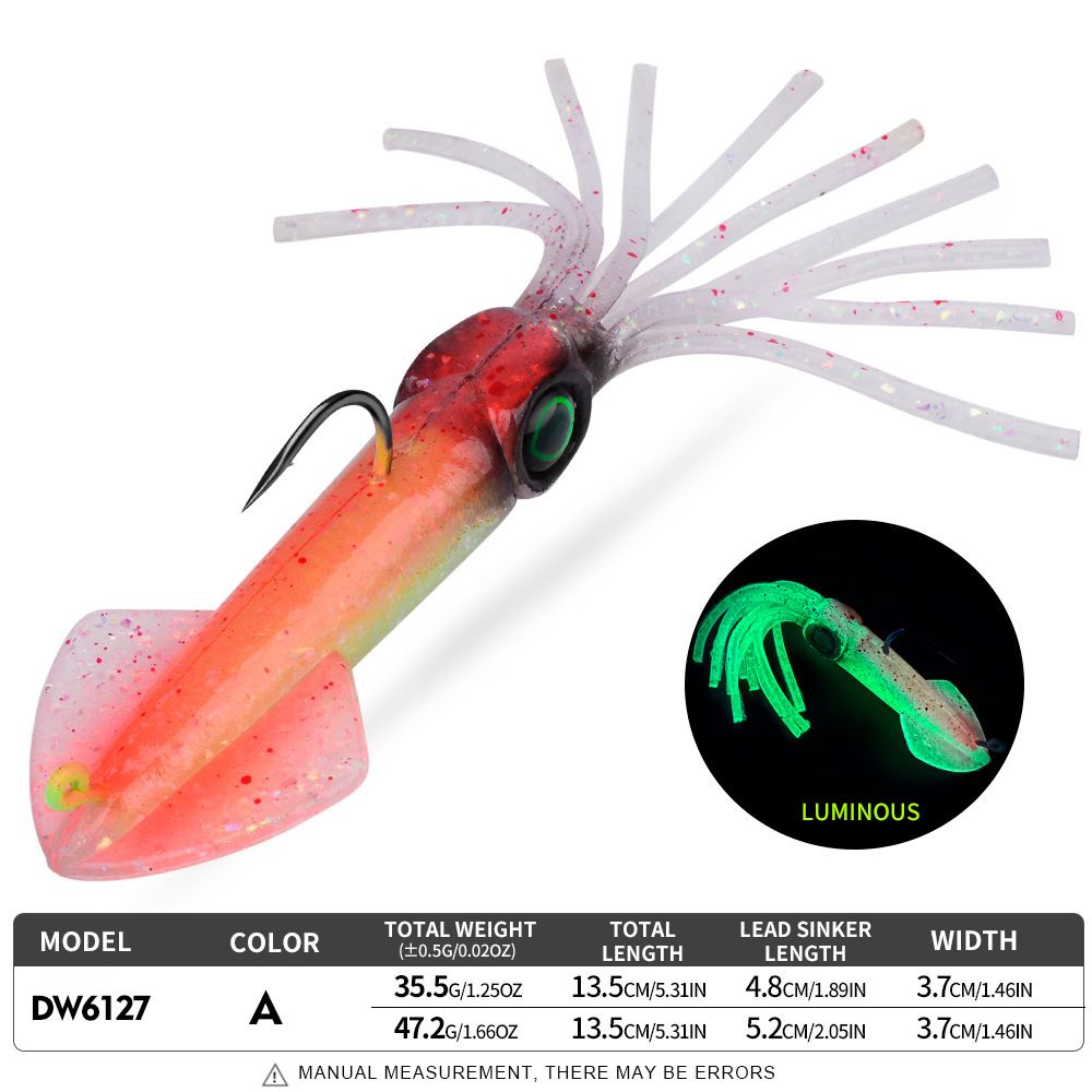 Squid Lure Bionic Luminous UV 13cm Built-in Lead Head Hook Soft Cuttlefish Octopus Bait_voghion.com