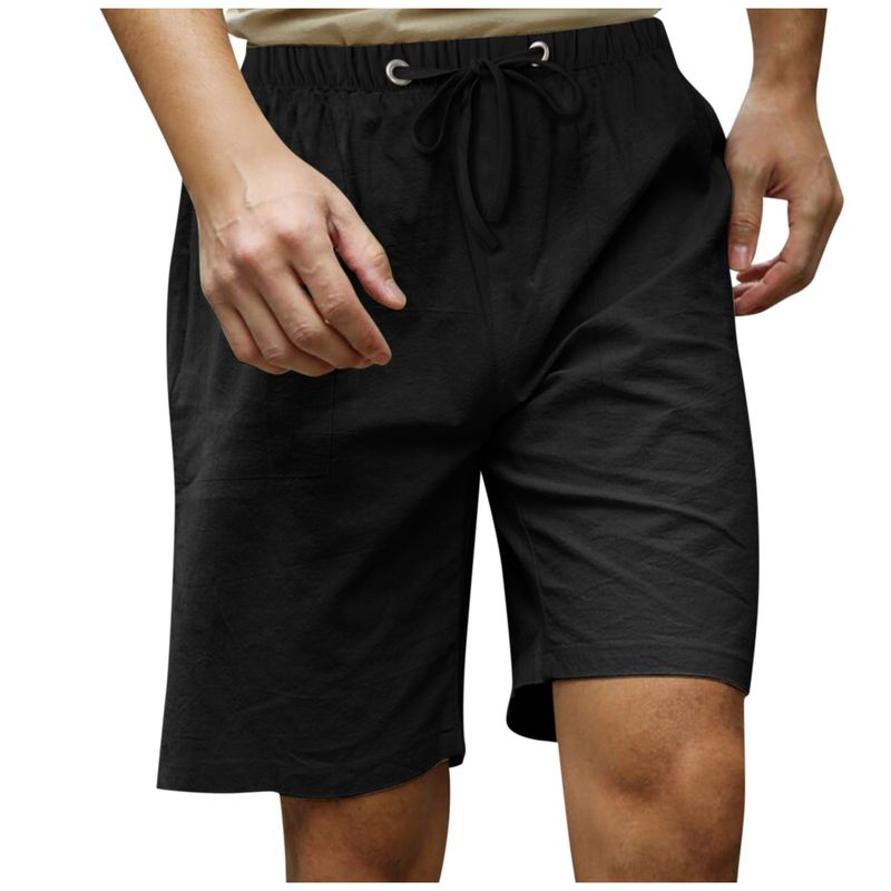 Vêtements pour hommes Pantalons décontractés de plage en coton et lin_voghion.com