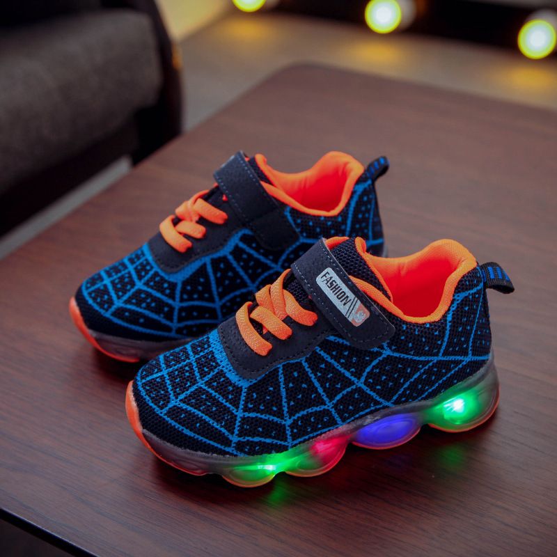 Primavera e outono sapatos infantis sapatos leves das crianças tênis de corrida para meninos e meninas bebê piscando único sapatos led luz tênis superfície líquida_voghion.com