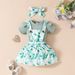 Mère et enfants bébé fille été haut à manches courtes avec bretelles jupe décontracté fille fleur fruit jupe décontractée ensemble_voghion.com