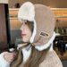 LazyZoom - Gorro Lei Feng del noreste para mujer, de ante, resistente al viento y al frío, cálido, para otoño e invierno, forro polar grueso y cálido con orejeras_voghion.com
