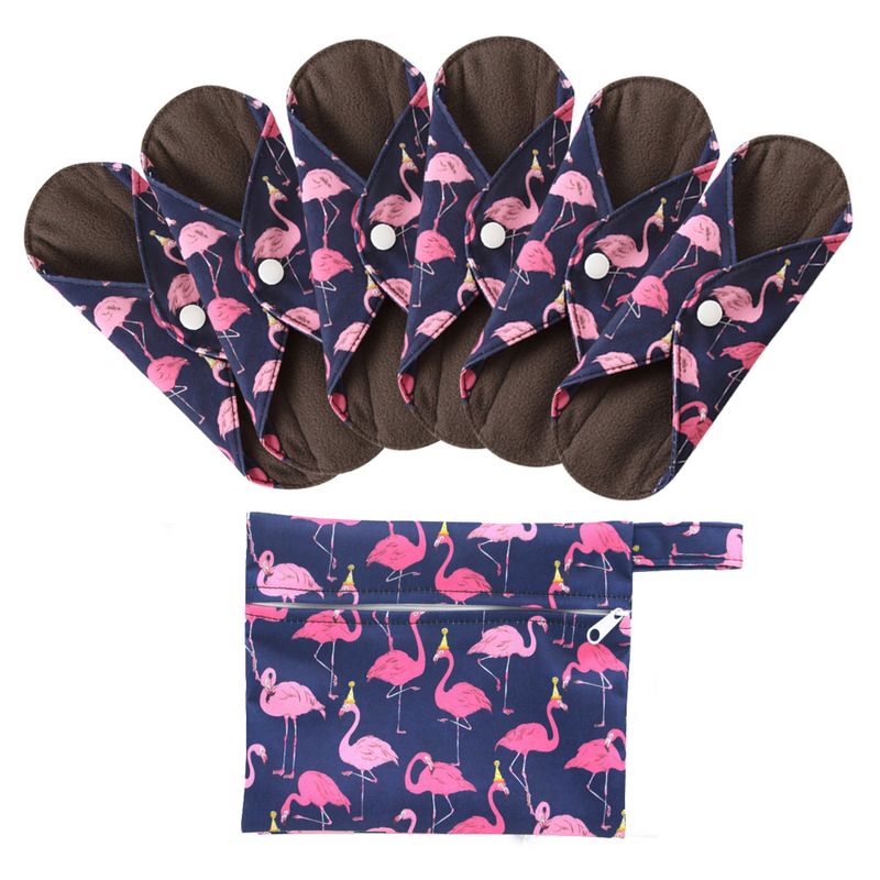 Pads Reusable Sanitary Cloth Menstrual Pads Washable Sanitary Towel Cloth Bamboo Menstrual Pads 6 PCS Clot_voghion.com