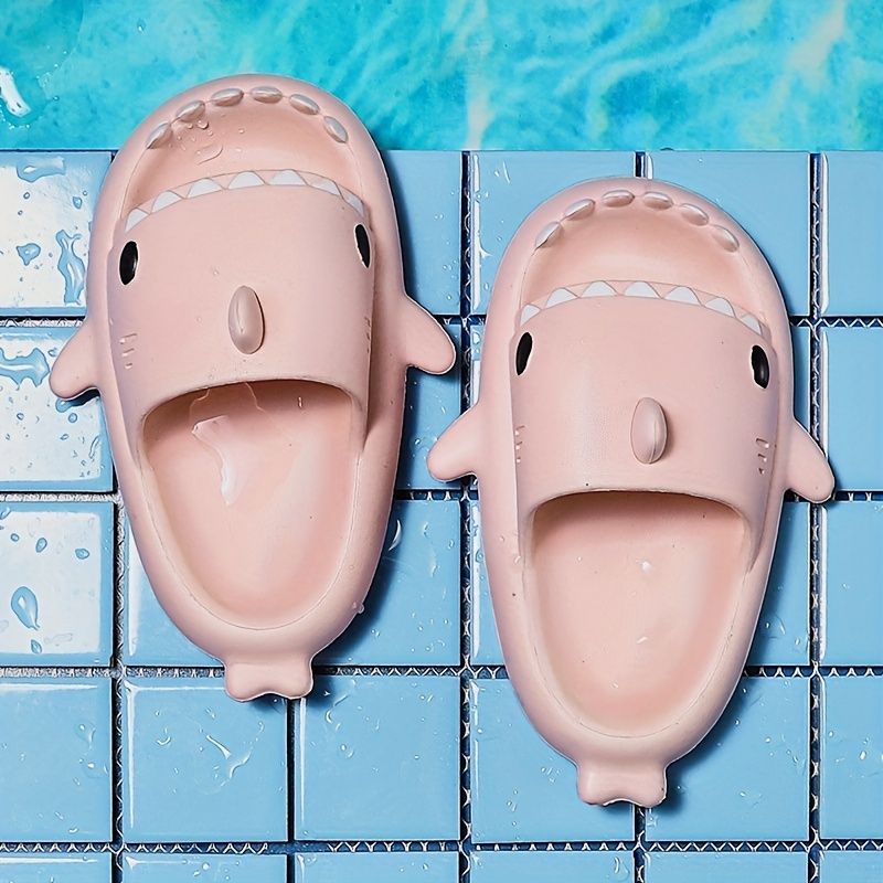 Boys Girls Cartoon Shark Lightweight Non-Slip Open Toe Slides For Summer_voghion.com