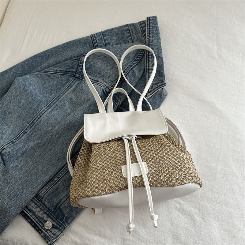 Sommer Casual Schöne Persönlichkeit Handheld Kleiner Rucksack Woven Doppel Schulter 2024 Neue Pendler Schultasche Frauen_voghion.com