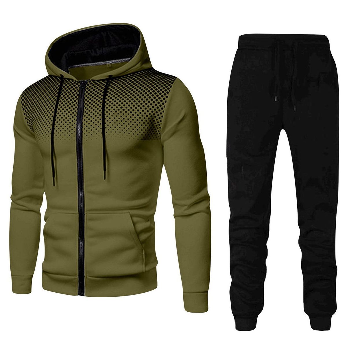 Set da uomo a maniche lunghe con cerniera e stampa a pois con velluto primaverile e autunnale, felpe con cappuccio sportive da donna, felpe e_voghion.com