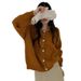 "Oversized Color-Block Cardigan – Soft Knit Button Front Sweater (Gray/Teal/Terracotta/Cream/Charcoal, One Size_voghion.com