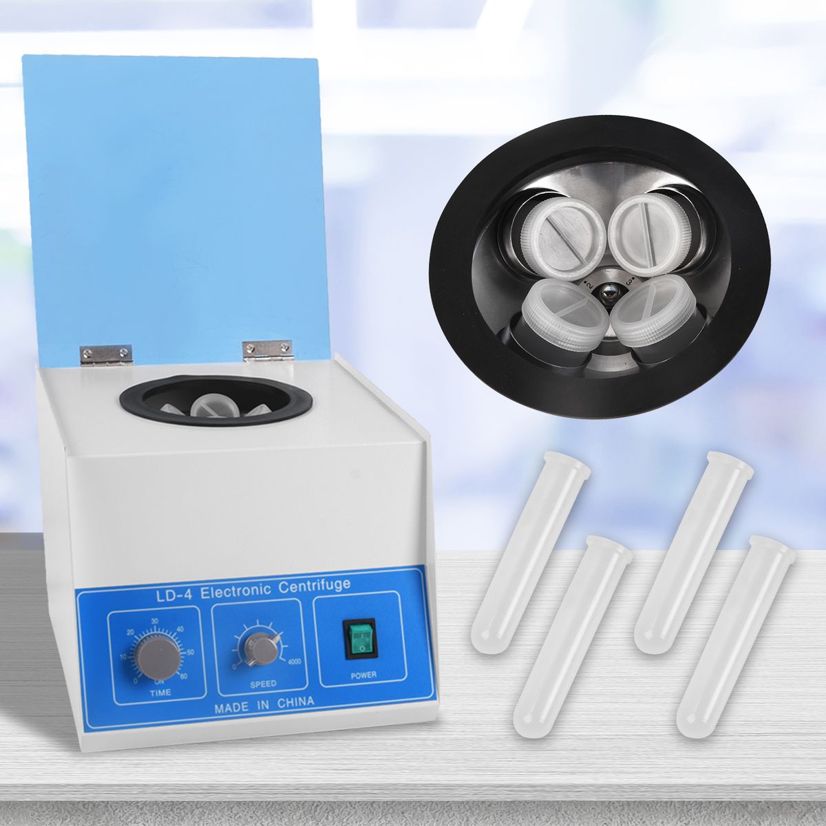 Electric Centrifuge Machine 4000 RPM 110V 60Hz 100ml x 4 Tubes Benchtop Lab Centrifuge Machine w/Timer and Speed Control for Blood PRP_voghion.com