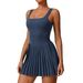 Women’s Clothing Two Piece Tennis Skirt Bottoming Anti Exposure Fitness Pocket Pleated Skirt Sports Dress_voghion.com