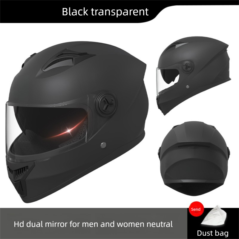 Elektromotorrad für Herren, Integralhelm für vier Jahreszeiten, warmer Doppelspiegel-Schutzhelm für Damen im Winter_voghion.com