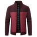 Men's Fleece-Lined Stand Collar Sweater – Winter Warm Zip-Up Knit Jacket With Color Blocking_voghion.com