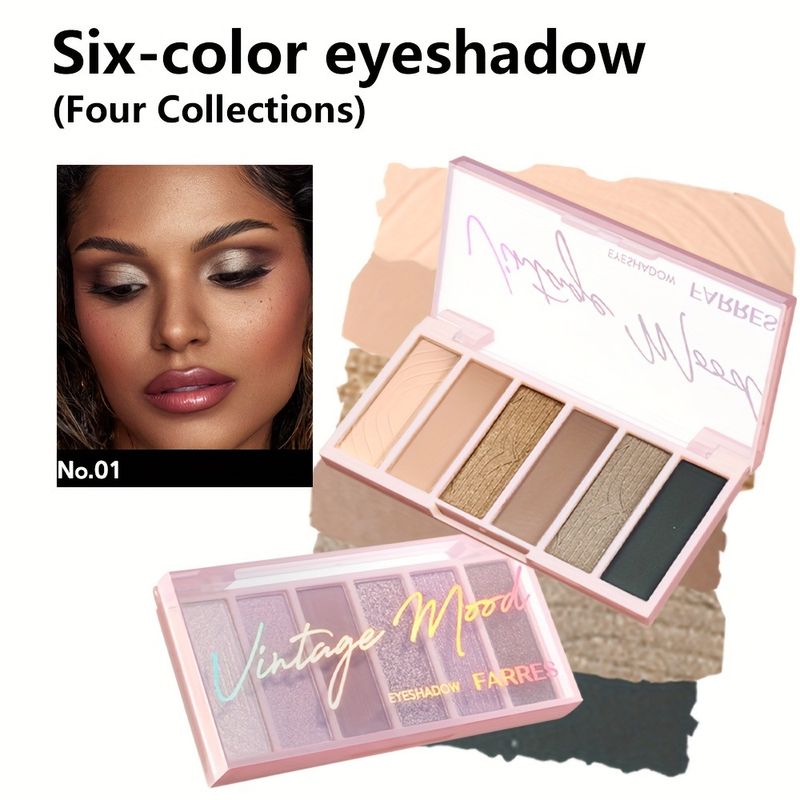 Lidschatten Sechs Farben Perlglanz-Lidschattenfarben Perlglanz-Augenglanz Einfach zu kombinieren und zu mischen Natürliches tägliches Bühnen-Abend-Make-up_voghion.com