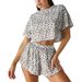 Dames luipaardprint mode pyjamaset zomer Engels alfabet luipaardprint cross-border shorts set_voghion.com