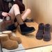 Snow boots thick soles big head ugly cute women's short boots thick short cotton shoes with a fleece slip-on fur boots_voghion.com