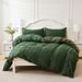Tufted Wool Cut Flower Army Green Moroccan Quilt Cover Home Textile Bedding Three Piece Set_voghion.com