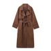 2025 Autumn New Style Double-Breasted Turn-Down Collar Belted Long Jacket Trench Coat_voghion.com
