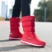 Zapatos de mujer gruesos para nieve, botas de media caña con plataforma de media pantorrilla y punta redonda, grandes, rojos, impermeables, con punta elegante_voghion.com