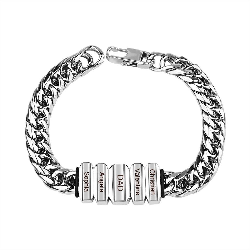 Herren-Armband mit kubanischer Kette und Gravur aus Edelstahl, Farbkombination, Geschenk zum Vatertag für den Freund_voghion.com