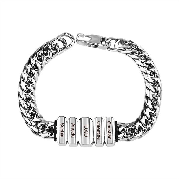 Herren-Armband mit kubanischer Kette und Gravur aus Edelstahl, Farbkombination, Geschenk zum Vatertag für den Freund_voghion.com