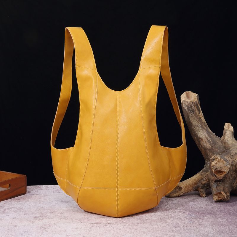 retro Crazy Horse soft leather men's and women's Beetle bag backpack student trendy backpack school bag casual travel bag_voghion.com