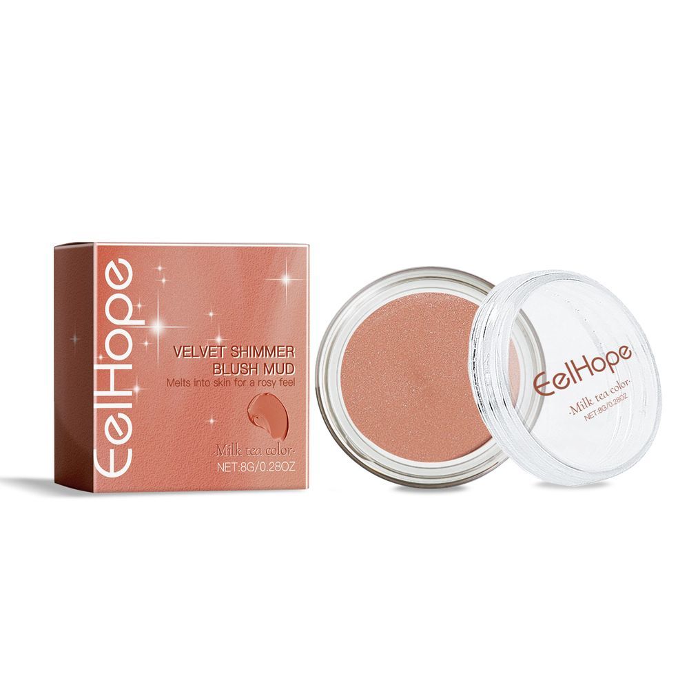 Eelhope (Milk Tea Color)Velvet Fine Flash Blush Clay Series, Natural Light And Light Color Red Makeup Cheeks Fine Flash Blush Cla_voghion.com