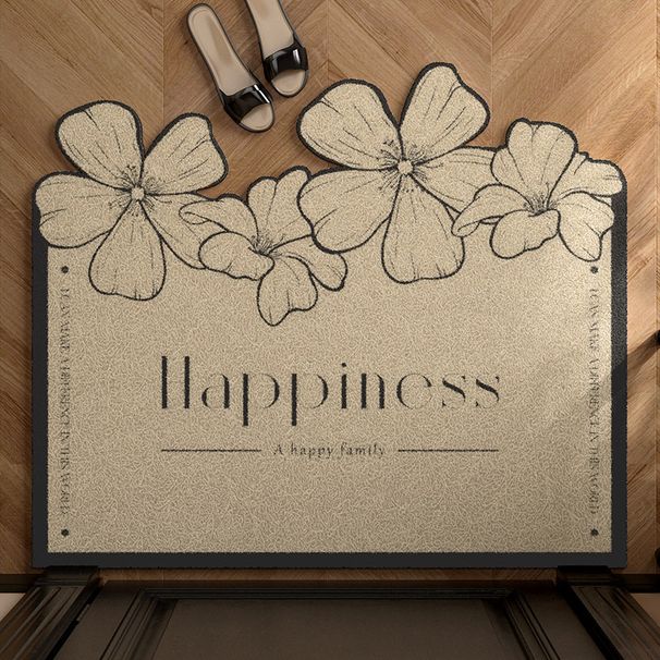 Wohnmöbel PVC schwarze Blume Eingangsteppich Flur Fußmatte Seidenkreis Reibebodenteppich Französisch Retro Fußmatte_voghion.com
