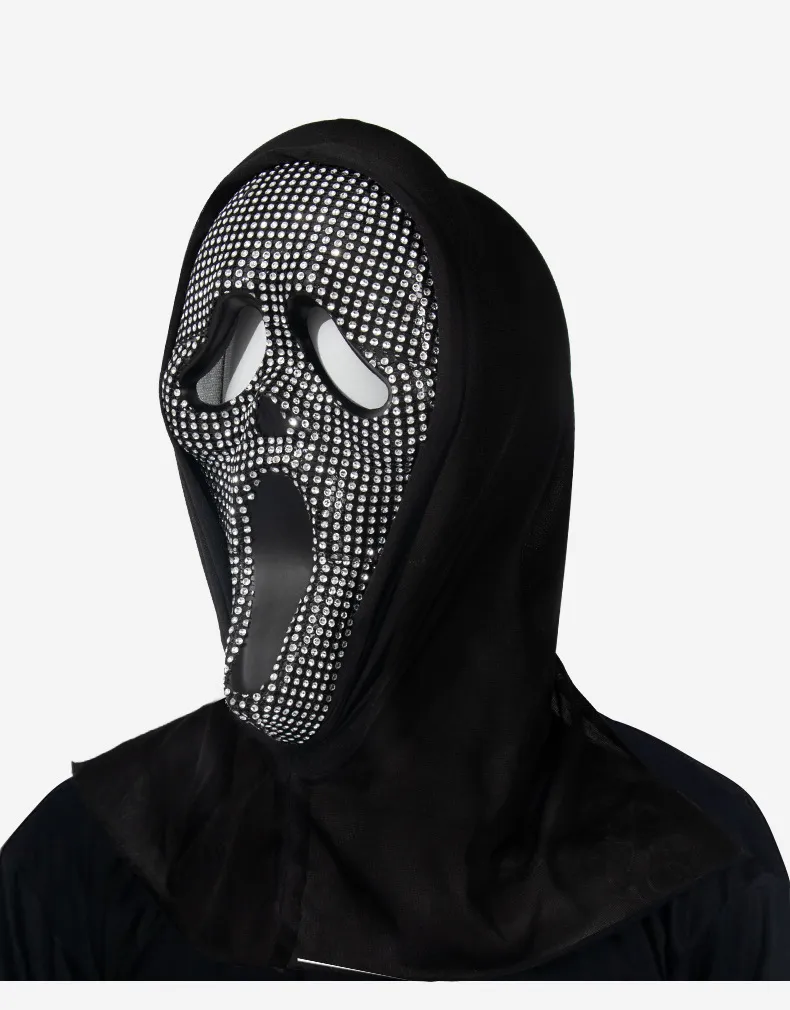2024. gada jauni Helovīna produkti ar Diamond Scream Ghost sejas masku COS grima balles kostīmu aksesuāriem_voghion.com