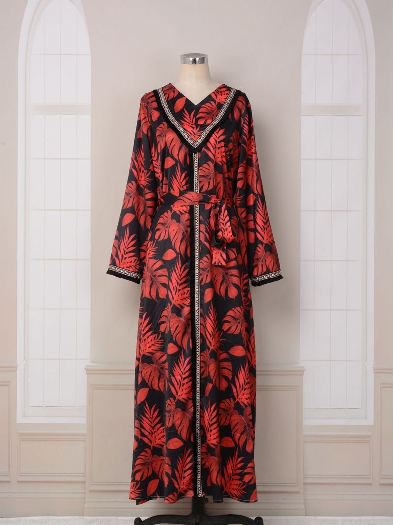 Köntös Ruházat Factory Fashion Printed Color Kontrasztos Abaya Dubai Party muszlim ruha_voghion.com