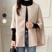 Elegant Batwing Sleeve Wool Cape Coat - Oversized Poncho Style For Women, Autumn Winter Fashion, Casual Loose Fit, Pure Color & Checkered Patterns_voghion.com