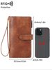 Womens Solid Color Long Wallet Fashionable PU Leather Zipper Wallet With Wrist Strap Multi-functional Card Holder For Daily Use, RFID Blocking Wallets_voghion.com