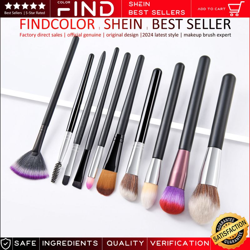 10 Stück neue schwarze Make-up-Pinsel, professionelles Make-up-Set, Lidschattenpinsel, Direktverkauf ab Werk FINDCOLOR_voghion.com