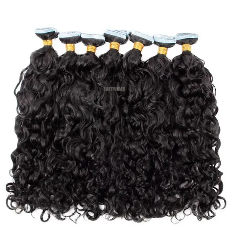 Nastro adesivo brasiliano Loose Wave in estensioni per capelli umani, trama della pelle, adesivo invisibile, 40 pezzi_voghion.com