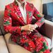 ForMen Northeast Red Flower Herrenmode-Trend Persönlichkeit Retro Hübscher Slim Fit High-End-Anzug Zweiteiliges Set_voghion.com