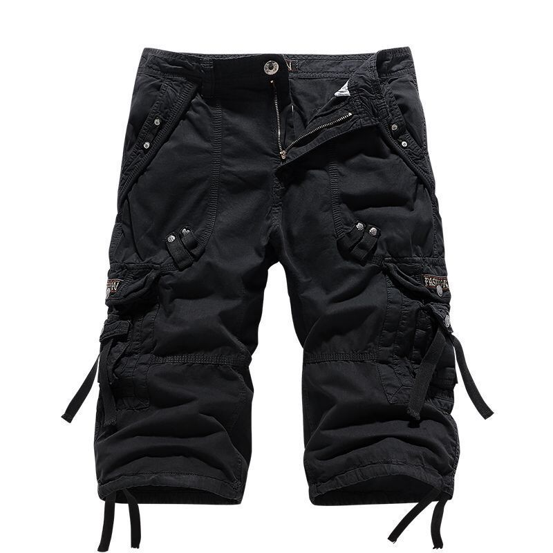 Ubrania męskie Spodnie cargo Baggy z wieloma kieszeniami Sprane spodnie Capri Spodnie 7 Point Baggy Cotton_voghion.com