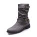 2022 Winter new foreign trade plus size mid-calf boots Women's Round Toe Flat belt buckle Martin boots motorcycle boots in stock_voghion.com
