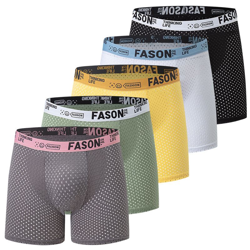 Slip boxer lunghi da uomo in seta ghiacciata con piattaforma Overseas, in mesh traspirante, a quattro angoli, per ragazzi_voghion.com
