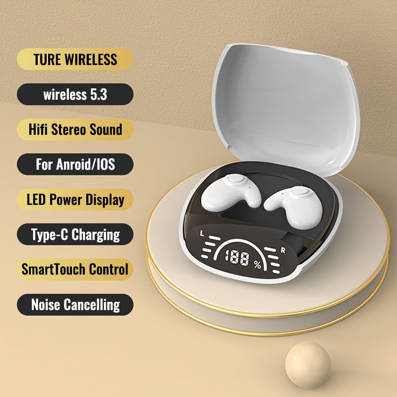 Trådlösa hörlurar, Ultratunn Stealth Bass, Låg latens Dual Microphone Noise Reduction Sports Hörlurar IOS Android_voghion.com