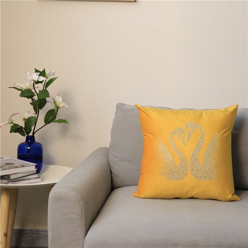 Moderno semplice colore velluto olandese perforato a caldo cigno federa decorazione casa modello camera divano cuscino fodera all'ingrosso_voghion.com
