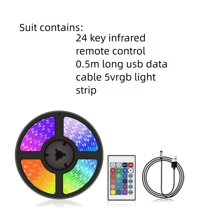 Bluetooth LED Strip Self-Adhesive Tape 5V Gaming Desktop Sound-Sensitive Atmosphere RGB Color Changing USB TV Background_voghion.com